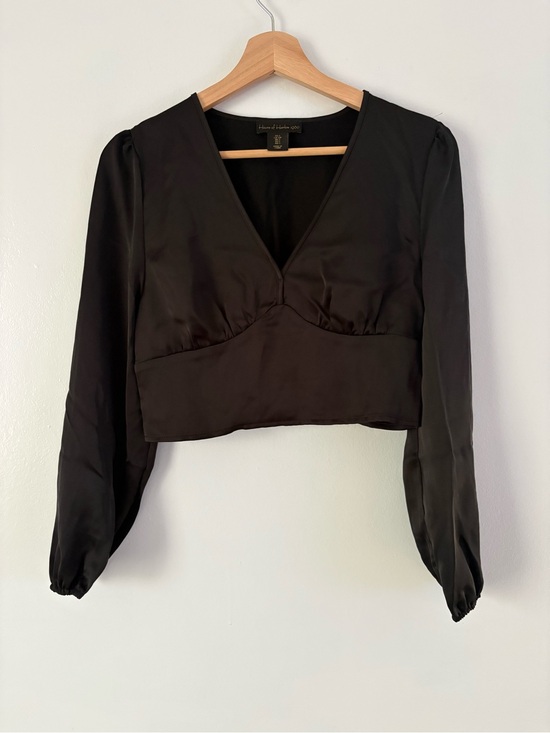 House of Harlow 1960 Tops - House of Harlow 1960 Black V-Neck Long Sleeve Satin Blouse